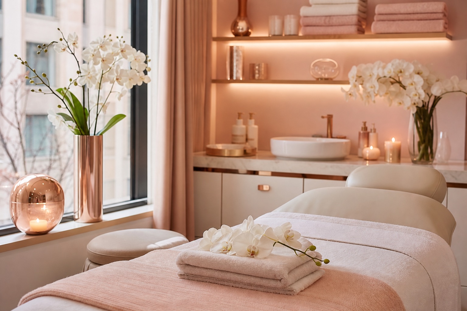Serene non-invasive beauty and wellness treatment room at Enhancing Elegance in Lynnwood, WA